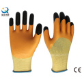 13G Polyester Liner Latex 3/4 beschichtete Finger verstärkte Arbeitshandschuh